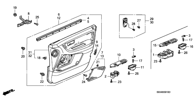 2003 Honda Odyssey Front Door Lining Diagram