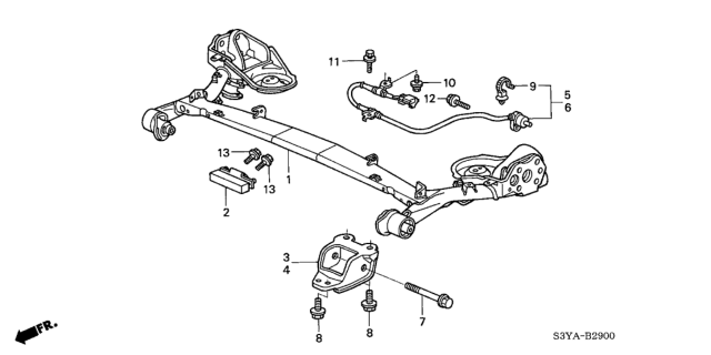 2004 Honda Insight Bracket, R. RR. Trailing Arm Diagram for 52677-S3Y-000