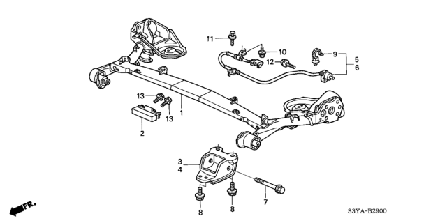 2004 Honda Insight Sensor Assembly, Left Rear Diagram for 57475-S3Y-003