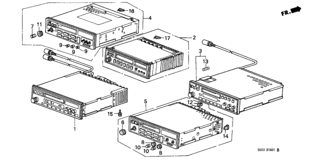 1986 Honda Accord Tuner Assy., Radio (12.5W X4) (AM/FM/Cas) (Alpine) Diagram for 39100-SE0-A21