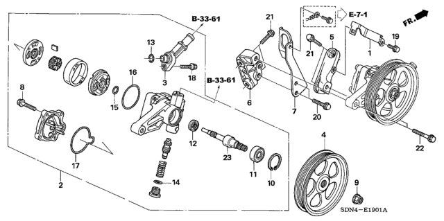 2004 Honda Accord P.S. Pump - Bracket (V6) Diagram