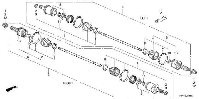 2013 Honda CR-V Rear Driveshaft Diagram