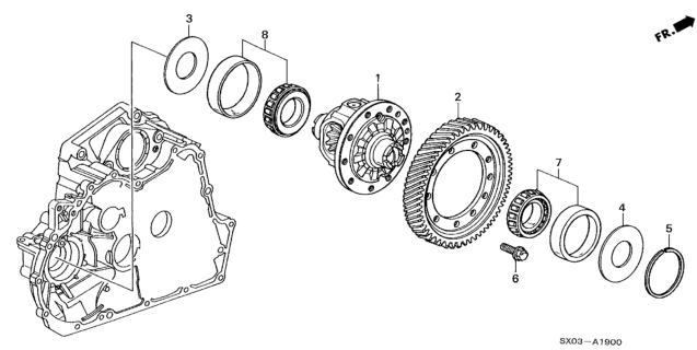 1998 Honda Odyssey 5 Door EX KA 4AT AT Differential Gear (2.3L) Diagram