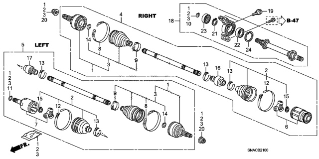 2010 Honda Civic Driveshaft - Half Shaft (1.8L) Diagram