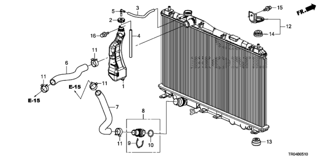 2012 Honda Civic Hose, Water (Lower) Diagram for 19502-R1A-A01