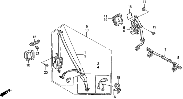 1992 Honda Accord Outer Set, Right Front Seat Belt (Palmy Blue) Diagram for 04814-SM2-A02ZA