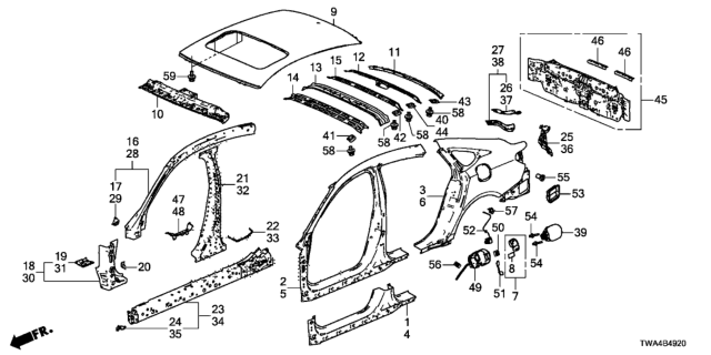 2018 Honda Accord Hybrid Outer Panel - Rear Panel Diagram