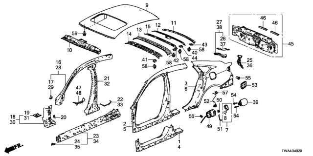 2021 Honda Accord Hybrid Stiffener, L. FR. Diagram for 63520-TWA-305ZZ