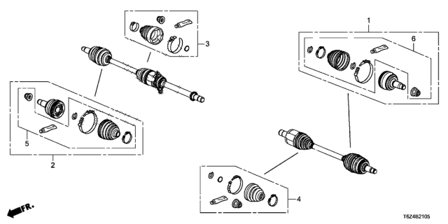 2017 Honda Ridgeline 4 Door RTL (2WD) KA 6AT Front Driveshaft Set Short Parts Diagram