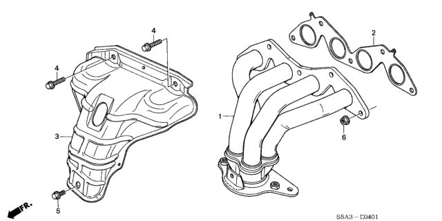 2001 Honda Civic Exhaust Manifold (VTEC) Diagram