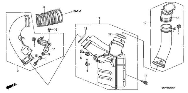 2008 Honda Civic Tube Assembly D, Air Inlet Diagram for 17254-RRB-A10