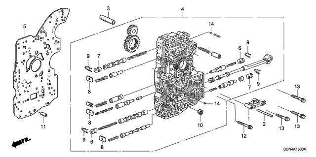 2005 Honda Accord AT Main Valve Body (V6) Diagram