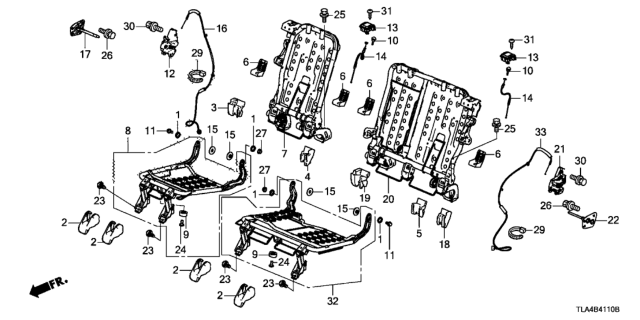 2020 Honda CR-V Rear Seat Components Diagram