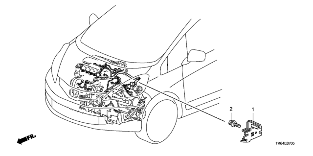 2011 Honda Fit Stay, Shock Absorber Housing (Engine Harness) Diagram for 32750-RB0-000
