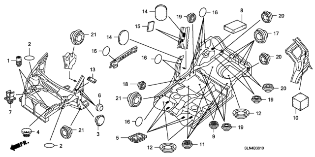 2007 Honda Fit 5 Door BASE KA 5MT Grommet (Front) Diagram