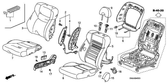 2009 Honda Civic 4 Door SI (HPT) KA 6MT Front Seat (Passenger Side) Diagram