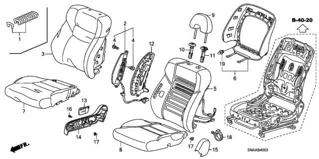 2009 Honda Civic Front Seat (Passenger Side) Diagram