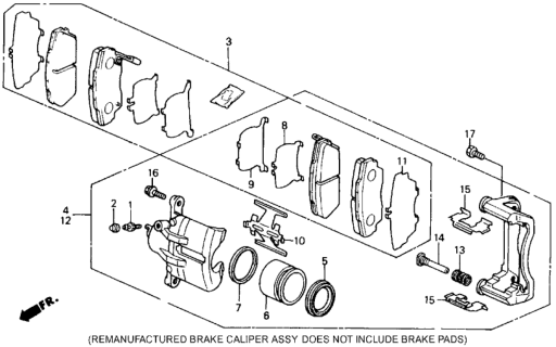 1990 Honda Civic 4 Door EX KA 4AT Front Brake Caliper Diagram