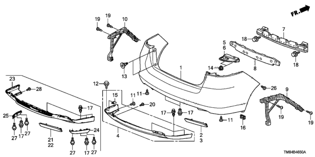 2014 Honda Insight Face, Rear Bumper (Lower) (Silver Metallic) Diagram for 71502-TM8-003ZF