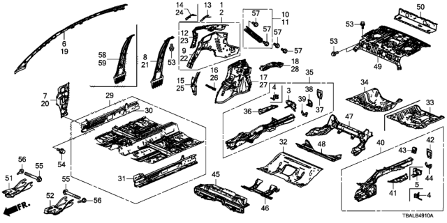 2020 Honda Civic Support Comp L,RR Diagram for 64750-TBA-A00ZZ