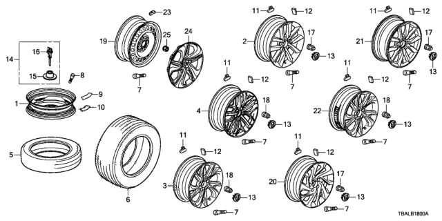 2020 Honda Civic DISK, ALUMINUM WHEEL (18X8J) (ENKEI) Diagram for 42700-TBA-AD1