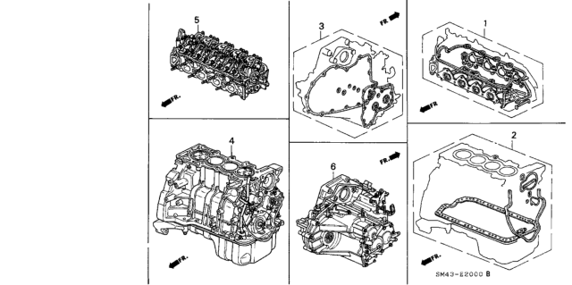 1991 Honda Accord Gasket Kit - Engine Assy.  - Transmission Assy. Diagram