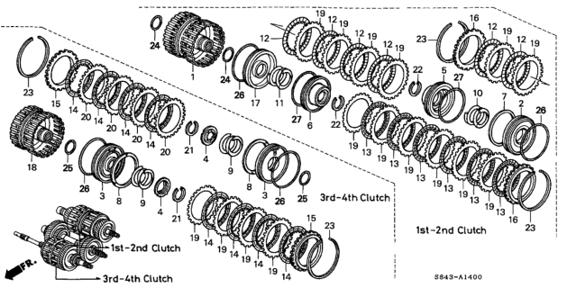 1999 Honda Accord Guide, Clutch Diagram for 22510-P7Z-023