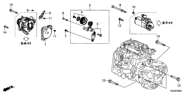 2016 Honda Civic Alternator Bracket - Tensioner Diagram