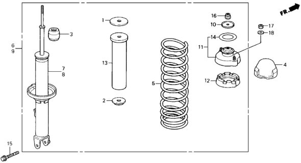 1988 Honda Prelude Shock Absorber Unit, Left Rear (Showa) Diagram for 52612-SF1-004