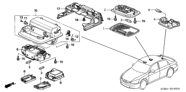 2007 Honda Accord Hybrid Console Assy., Roof *YR239L* (KI IVORY) Diagram for 83250-SDC-A02ZB