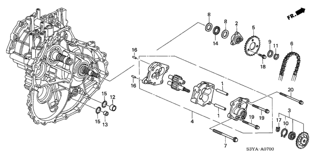 2006 Honda Insight Hub, Driven Sprocket Diagram for 23954-PHT-000