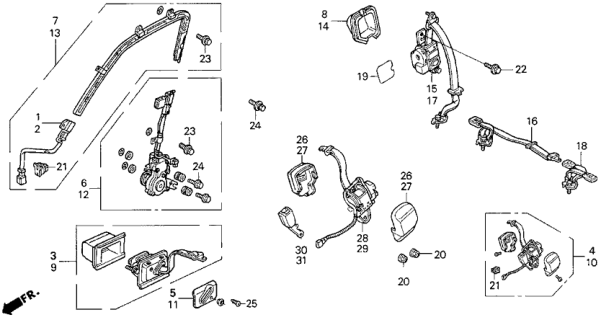 1991 Honda Accord 2 Door EX KA 5MT Seat Belt Diagram