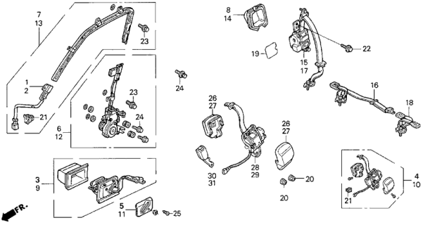 1990 Honda Accord Belt Assy., L. Shoulder *B44L* (PALMY BLUE) Diagram for 818A3-SM2-A04ZC