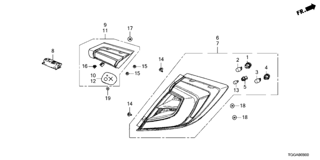 2021 Honda Civic Light Assy., License (With Open & Lock Switch) Diagram for 34100-TGG-A01