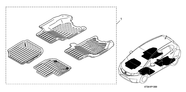 2020 Honda Fit 5 Door LX KA CVT Floor Mats - All-Season (Black) Diagram