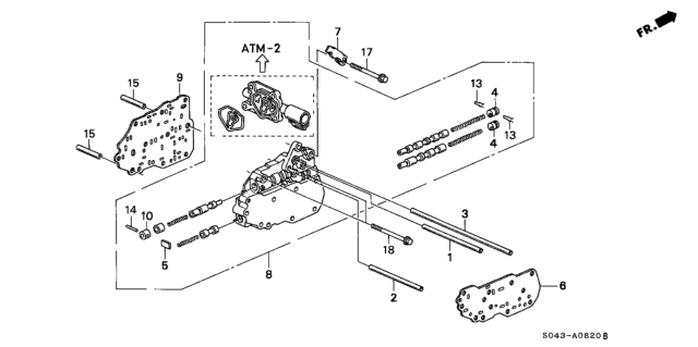 1996 Honda Civic 4 Door LX (ABS) KA 4AT AT Secondary Body (A4RA) Diagram