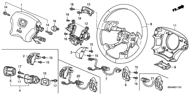 2003 Honda Accord Airbag Assembly, Driver (Taupe) Diagram for 06770-SDB-A80ZB