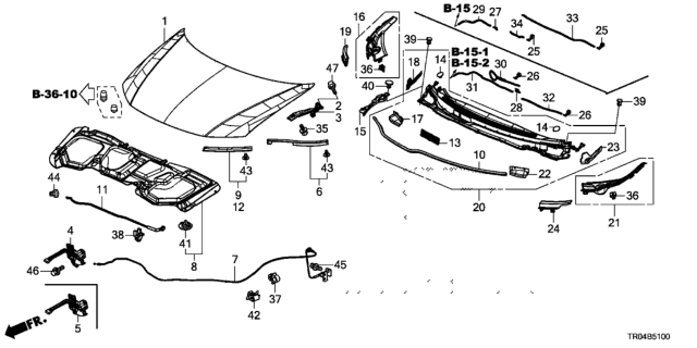 2012 Honda Civic Cover, R. Wiper Pivot Diagram for 74214-TR0-A00