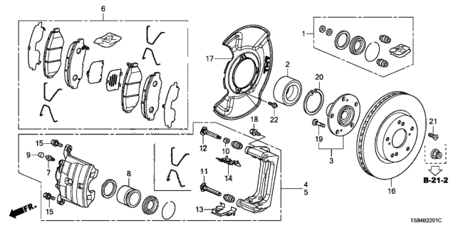 2013 Honda Civic Caliper Sub-Assembly Diagram for 45019-TR7-A01