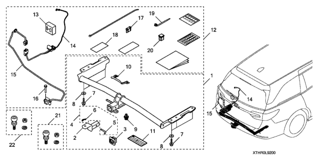 2018 Honda Odyssey Hitch Pin Kit Diagram for 08L92-TK8-100R3