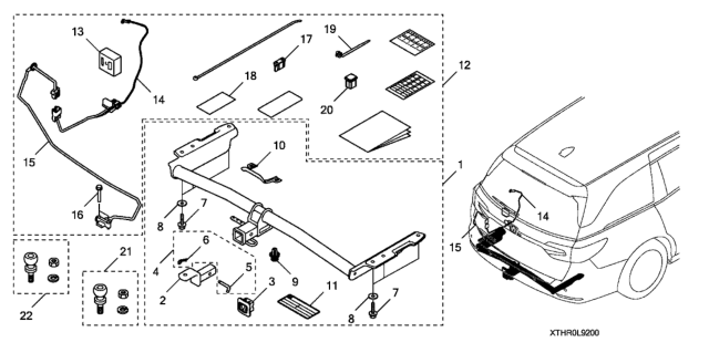 2018 Honda Odyssey Trailer Hitch - Wire Harness - Hitch Ball Diagram