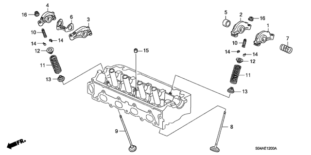 1998 Honda Civic Valve - Rocker Arm (SOHC) Diagram