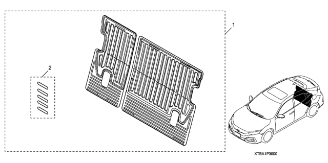 2020 Honda Civic FASTENER KIT, DOUBLE-SIDED Diagram for 08P30-TEA-100R1