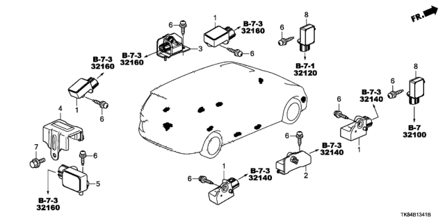 2012 Honda Odyssey Sensor Assy., Side Impact Diagram for 77970-TK8-B21