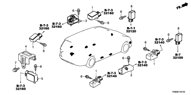 2017 Honda Odyssey Sensor, FR. Crash Diagram for 77930-TK8-A01