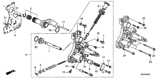 2012 Honda Pilot 5 Door EX-L (2WD) KA 5AT AT Regulator Body Diagram
