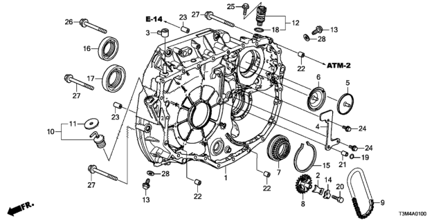 2017 Honda Accord AT Torque Converter Case (CVT) Diagram