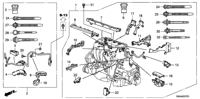 2011 Honda CR-V Sub-Wire, Starter Diagram for 32111-REZ-A00