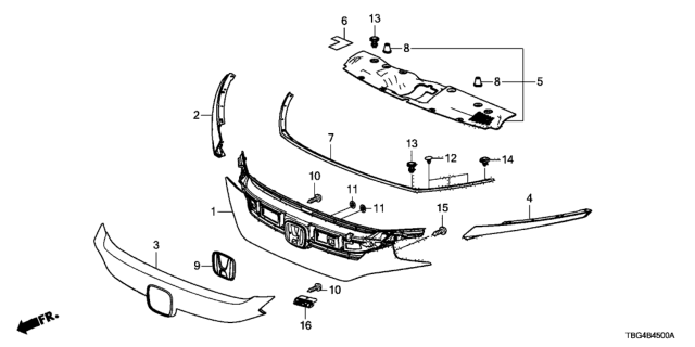 2016 Honda Civic Front Grille Diagram