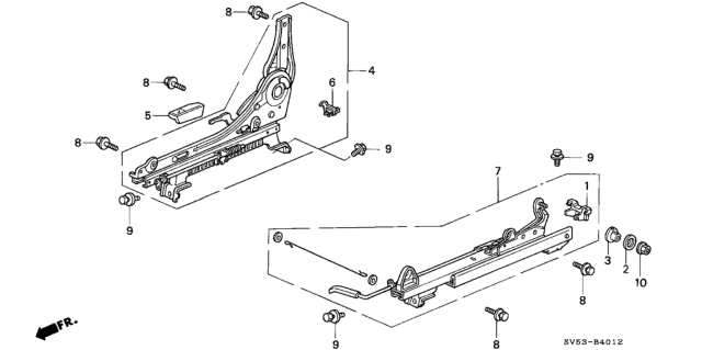 1997 Honda Accord Front Seat Components Diagram 2